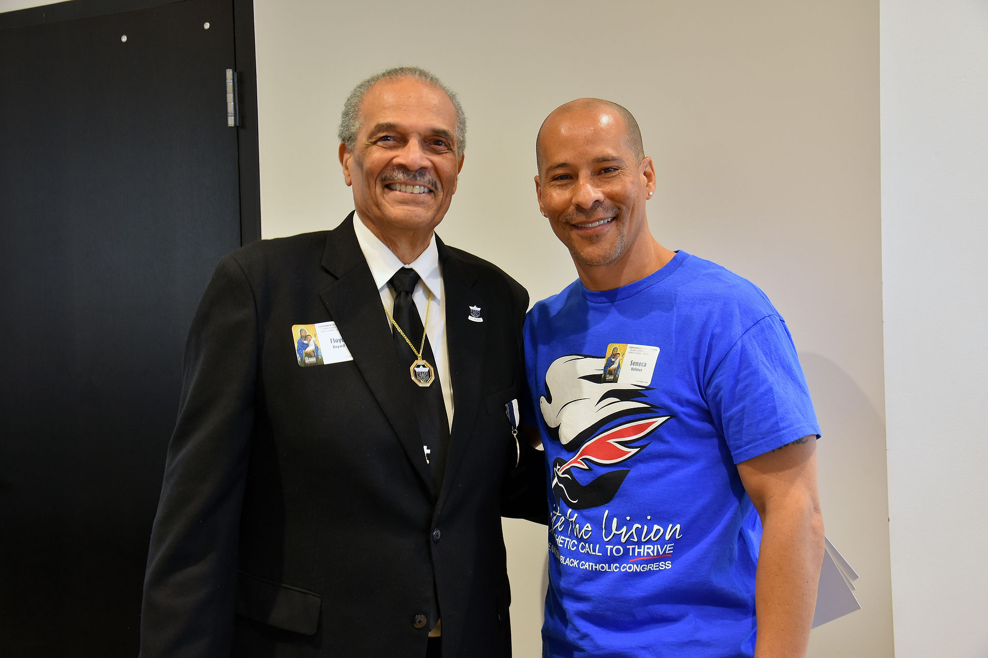 Grand Knight of Knights of Peter Claver Council 261 with Seneca Holmes (Photo by James Baca)