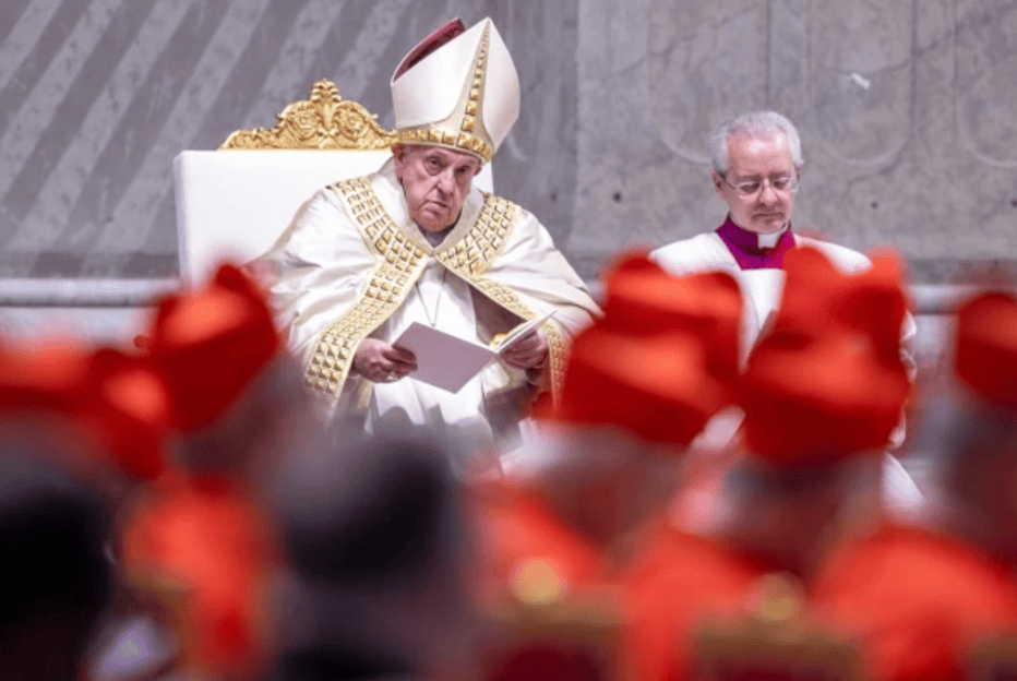 Pope Francis at vespers following the proclamation of the papal bull “Spes Non Confudit,” meaning “Hope Does Not Disappoint,” at the Vatican on Thursday, May 9, 2024. (Photo: Daniel Ibanez/CNA)