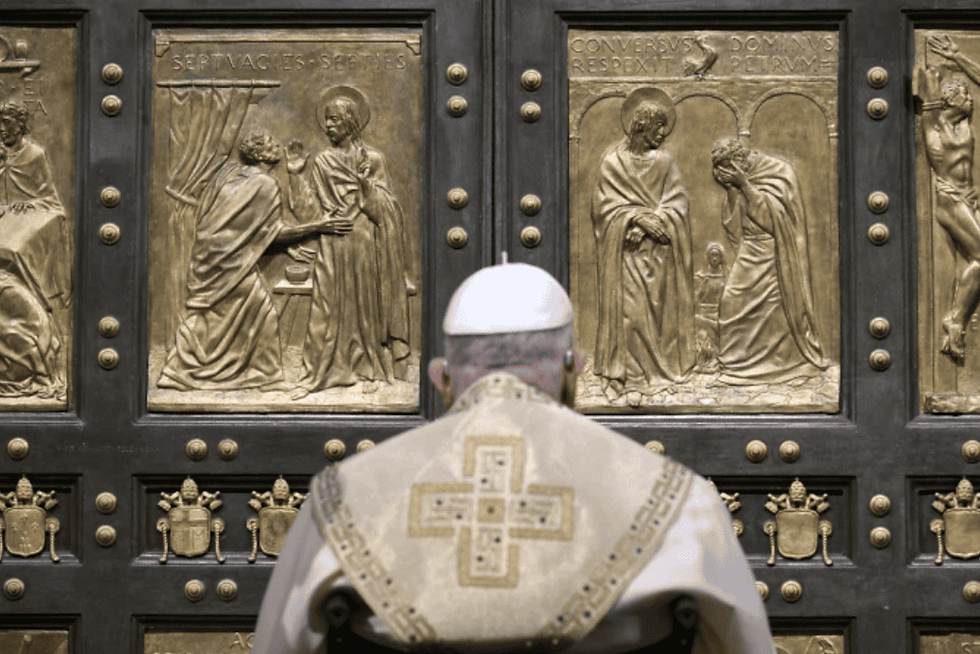Pope Francis opened the Holy Door of St. Peter's Basilica before Mass on Christmas Eve, Dec. 24, 2024, officially launching the Jubilee Year. (Photo: Vatican Media)