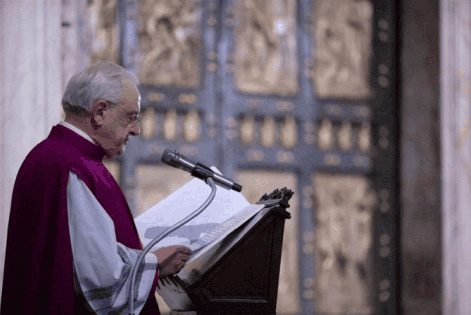 A prelate proclaims the papal bull “Spes Non Confudit,” meaning “Hope Does Not Disappoint,” at the Vatican on Thursday, May 9, 2024. (Photo: Daniel Ibáñez/EWTN/Vatican Pool)