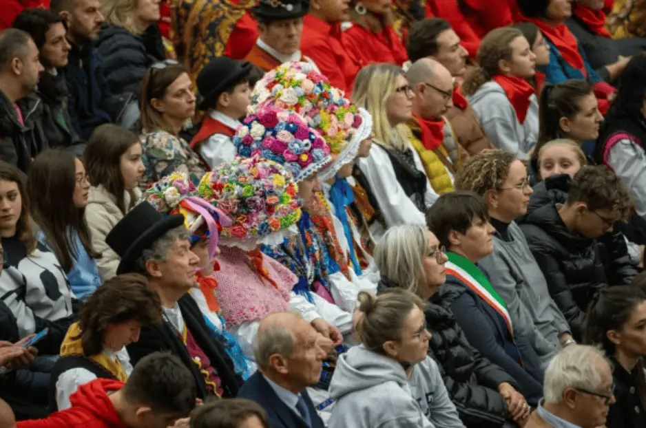 Pilgrims listen to Pope Francis’ address during his general audience on Wednesday, Dec. 11, 2024, in the Paul VI Audience Hall at the Vatican. (Photo: Daniel Ibañez/CNA)