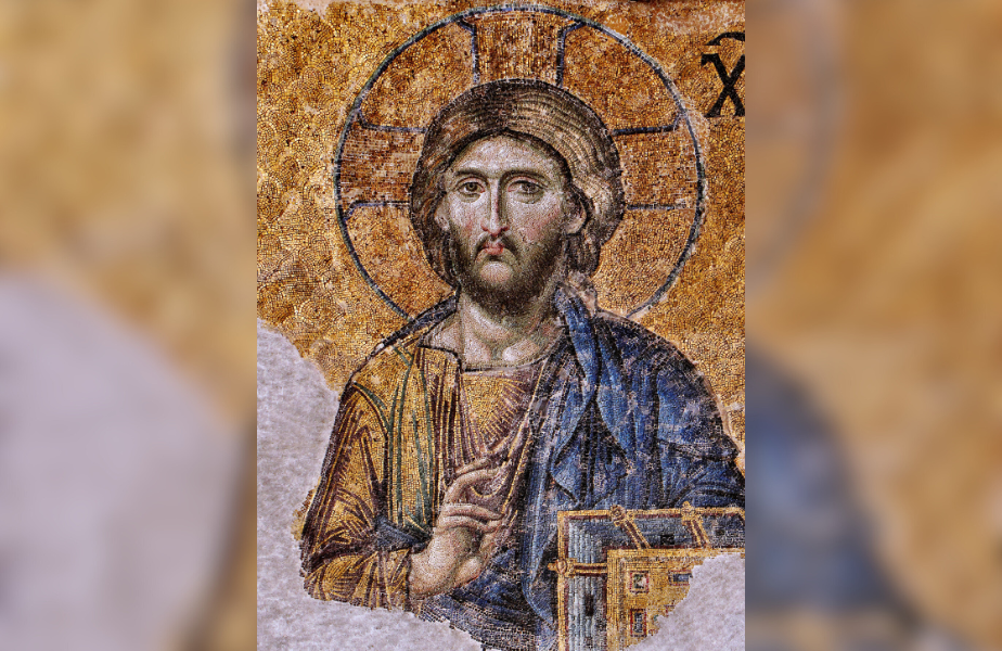 A white sun symbolizing the Holy Spirit against a blue to yellow gradient, representing hope.