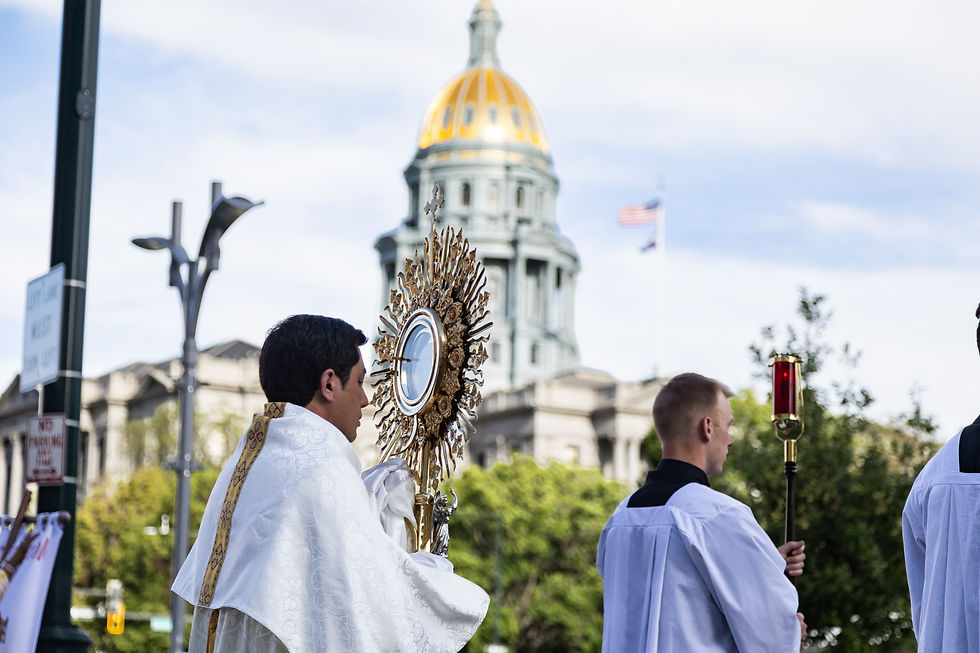 A white sun symbolizing the Holy Spirit against a blue to yellow gradient, representing hope.