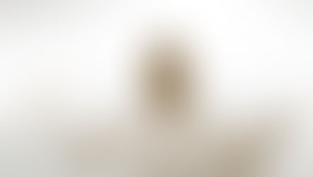 Man with open arms and a serene smile, wearing a white robe, in a bright, soft-focus setting. Peaceful and inviting mood.