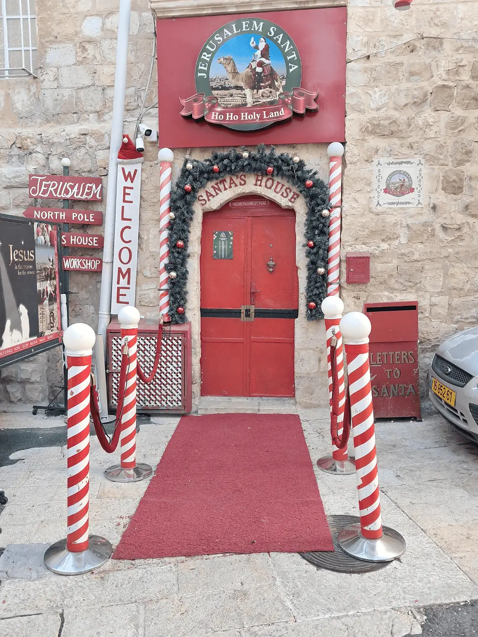 Santa's House, a local attraction in the Christian Quarter of Jerusalem's Old City. (Photo: Michele Chabin)