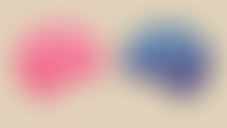 Two stylized human brains are side by side on a beige background, one bright pink and the other blue, showcasing intricate details.