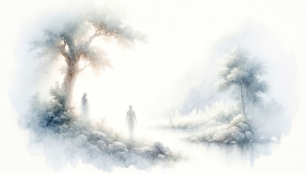 A white sun symbolizing the Holy Spirit against a blue to yellow gradient, representing hope.