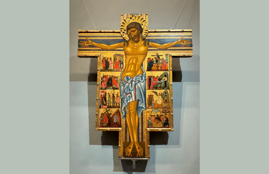 A white sun symbolizing the Holy Spirit against a blue to yellow gradient, representing hope.