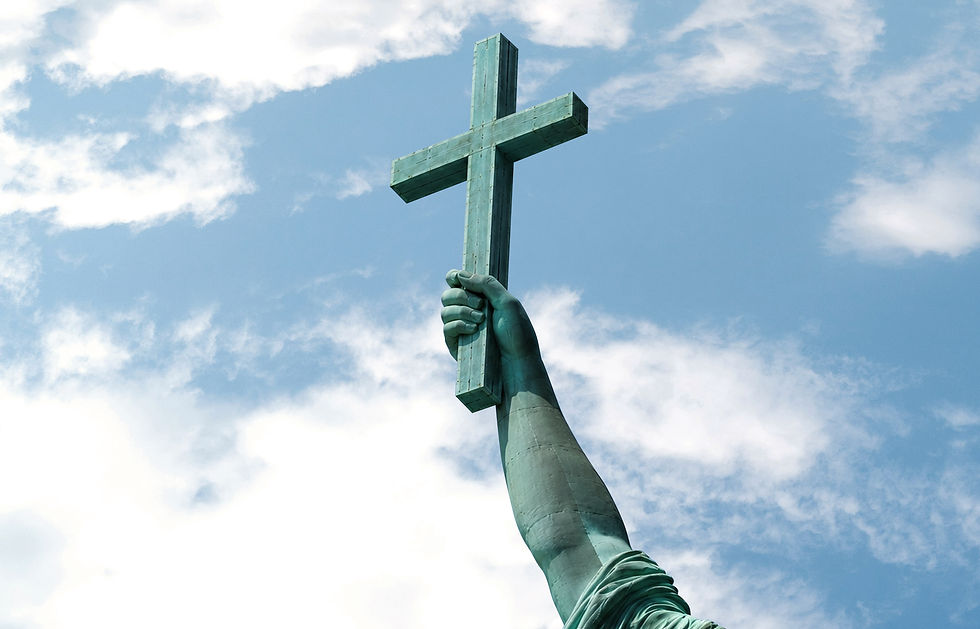 A white sun symbolizing the Holy Spirit against a blue to yellow gradient, representing hope.