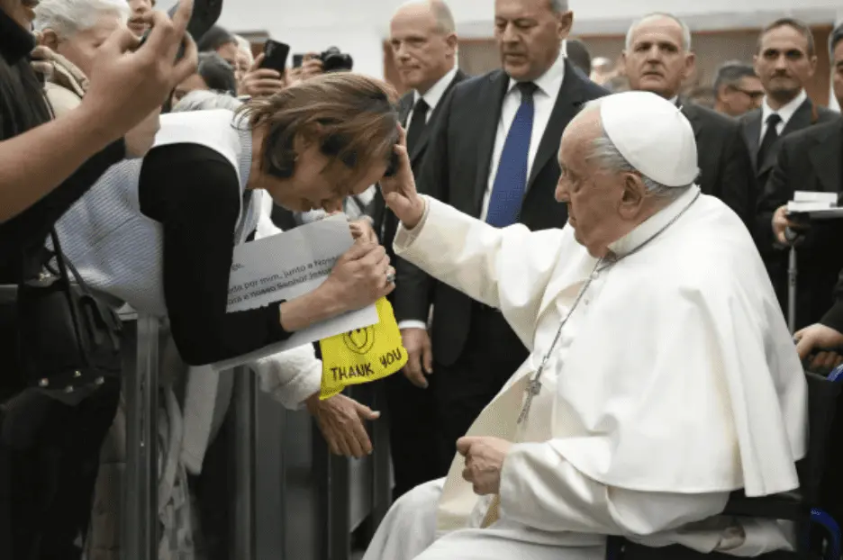 Pope Francis blesses a pilgrim at his general audience at the Vatican on Wednesday, Dec. 11, 2024. (Photo: Vatican Media)