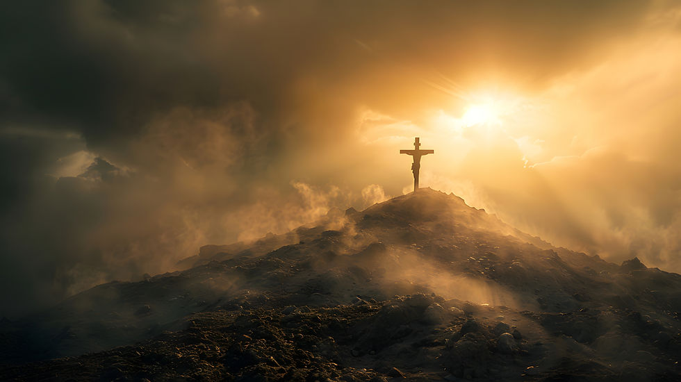 A white sun symbolizing the Holy Spirit against a blue to yellow gradient, representing hope.