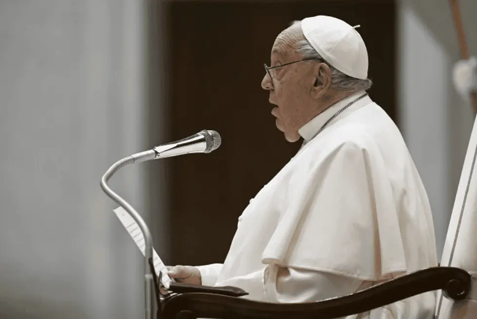 Pope Francis speaks to pilgrims gathered in the Paul VI Audience Hall for his general audience on Wednesday, Dec. 11, 2024, at the Vatican. (Photo: Vatican Media)