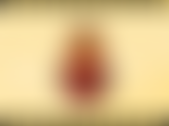 Sacred Heart with thorns and flame on a yellow background. Faint image of people in robes in pews. Black and yellow striped border.