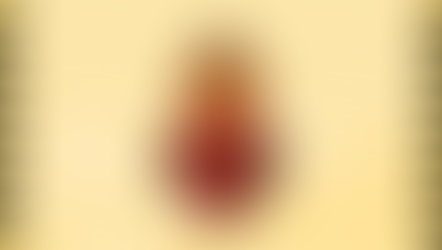 Sacred Heart with thorns and flame on a yellow background. Faint image of people in robes in pews. Black and yellow striped border.