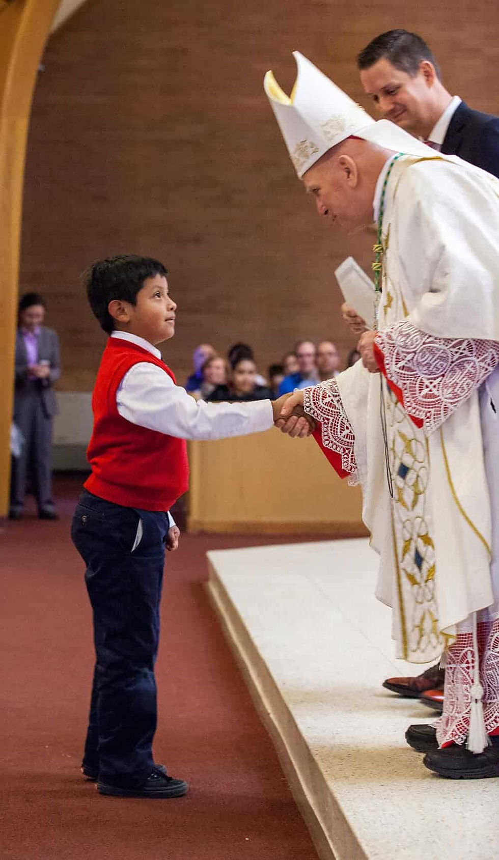 Archbishop Samuel J Aquila celebrates mass and visits the school, February 2, 2017: Sacred Heart of Jesus school Boulder, Colorado Photo by Andrew Wright/Denver Catholic