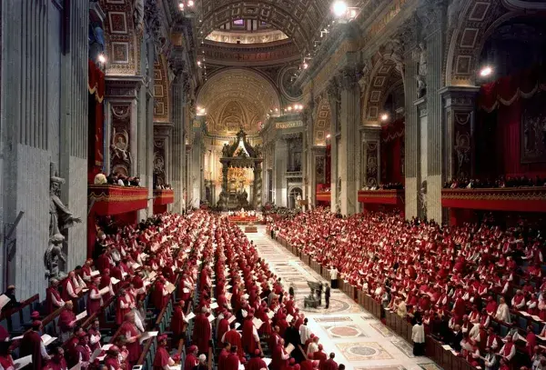 Vatican II in session, circa 1962-1965. Photo credit: Catholic Press Photo/Wikimedia Commons