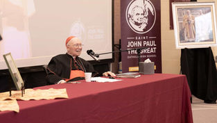 In school visit, Cardinal Stafford introduces a new generation to St. John Paul II