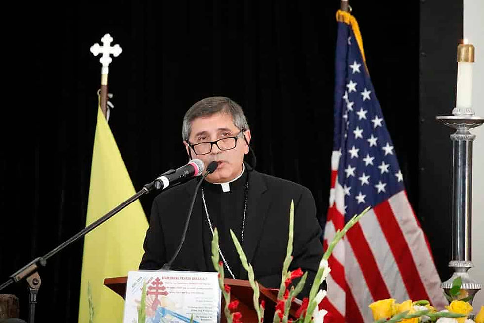 Bishop Jorge Rodriguez attended the third Ecumenical Prayer Breakfast and urged those in attendance to both pray and act to help the persecuted religious minorities in the Middle East. (Photo by Aaron Lambert/Denver Catholic)