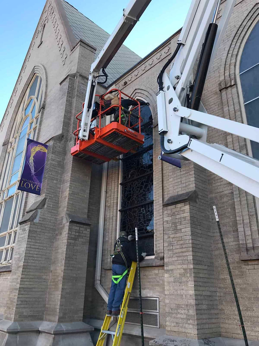 The renovations at St. Francis will enhance its colorful windows. Photo by Tony Johnson