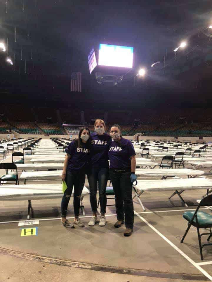 Back in April, Catholic Charities teamed up with the City of Denver and took the lead on an auxiliary women’s shelter set up at the Denver Coliseum. (Photo by Catholic Charities)
