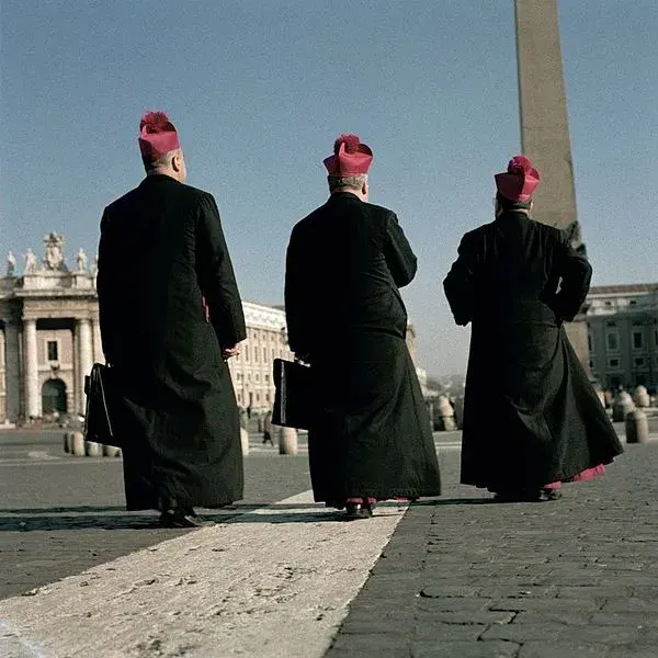 Second Vatican Council cardinals leaving St. Peter’s, circa 1963-1965. Photo credit: Lothar Wolleh/Wikimedia Commons