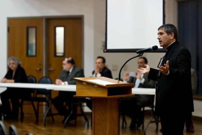 DENVER, CO - MARCH 28: Bishop Jorge Rodriguez co-hosts an information session on immigration with the Consuls General of Guatemala, Mexico and Peru at St. Mary Parish on March 28, 2017, in Greeley, Colorado. (Photo by Anya Semenoff/for Denver Catholic)