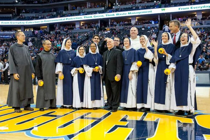 DENVER, CO NOVEMBER 20, 2016: Nuggets Basketball, Catholic Schools Night. (Photo by Andrew Wright/Denver Catholic)