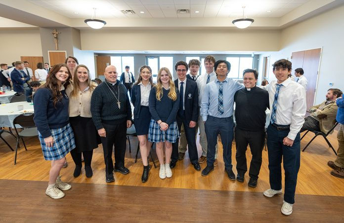 Archbishop Samuel J. Aquila visited Our Lady of the Valley Catholic Church in Windsor Colorado, the interim home to northern Colorado's first Catholic High School, St. John Paul II High School, on Feb. 23. (Photo provided)