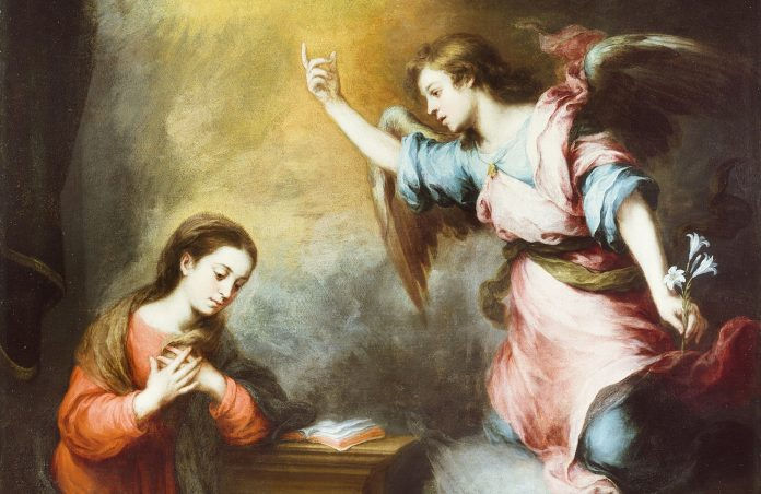 The Annunciation (c. 1665-1670) by Bartolomé Estebán Murillo. Public Domain.