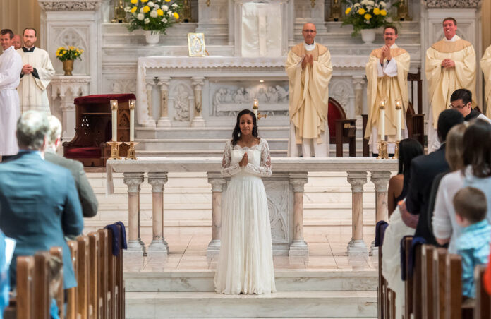 DENVER, CO - JUNE 12: The Consecration to a Life of Virginity for Women Living in the World of Senite Sahlezghi at the Cathedral Basilica of the Immaculate Conception on June 12, 2021, in Denver, Colorado. (Photo by Anya Semenoff/Denver Catholic)