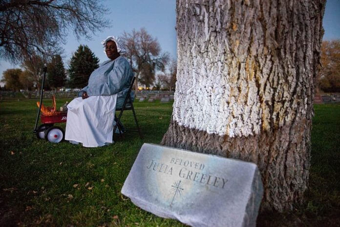 October 25, 2017, Colorado, Youth groups tour Mt Olivet cemetery during Saint in the Cemetery - a two hour tour through the sacred grounds of Mt Olivet Cemetery to encounter local "saints" (Photo by Andrew Wright)