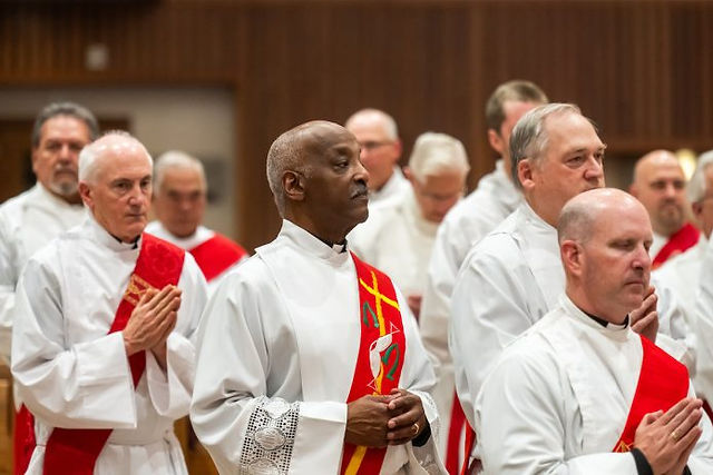 NORTHGLENN, CO - AUGUST 10: Deacon Clarence McDavid processes in during a Deacon Day Mass at Immaculate Heart of Mary Catholic Parish on August 10, 2023, in Northglenn, Colorado. (Photo by Daniel Petty/Denver Catholic)