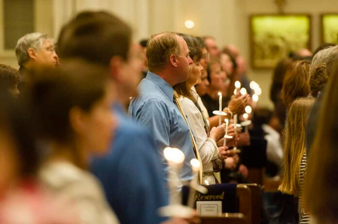 DENVER, CO - APRIL 19: Easter Vigil Mass at the Cathedral Basilica of the Immaculate Conception on April 19, 2014, in Denver, Colorado. (Photo by Daniel Petty/Denver Catholic Register)