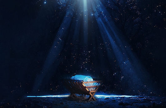 Manger beneath rays of light