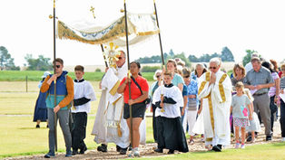 “I wept in thanksgiving for this great gift”: National Eucharistic Pilgrimage finds home at 100-year-old Sacred Heart in Roggen