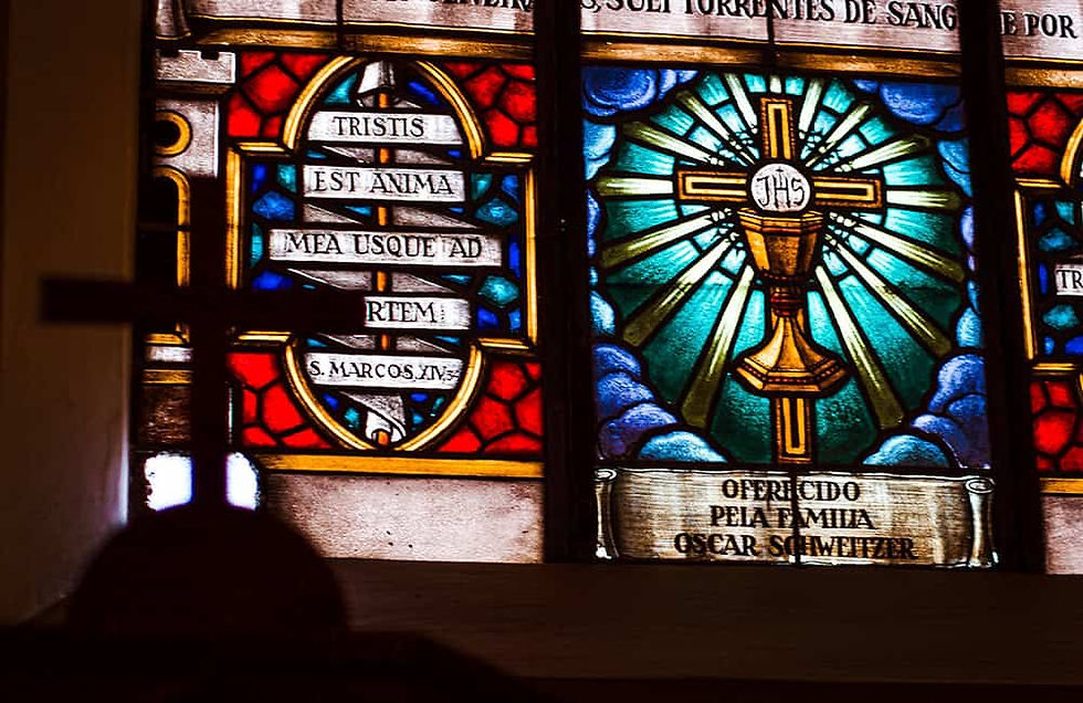 Stain glass window of the Eucharist