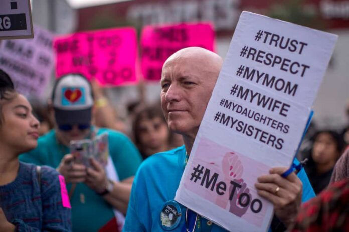 LOS ANGELES, CA - NOVEMBER 12: Demonstrators participate in the #MeToo Survivors' March in response to several high-profile sexual harassment scandals on November 12, 2017 in Los Angeles, California. The protest was organized by Tarana Burke, who created the viral hashtag #MeToo after reports of alleged sexual abuse and sexual harassment by the now disgraced former movie mogul, Harvey Weinstein. (Photo by David McNew/Getty Images)