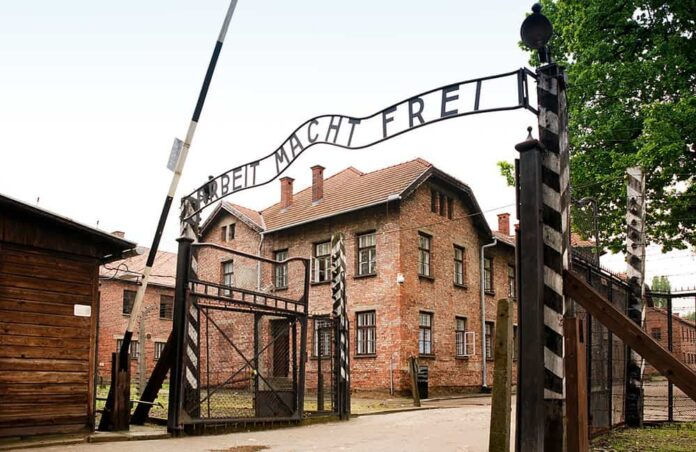 Entrance to Auschwitz extermination camp