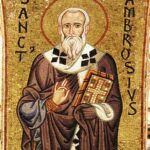 Mosaic of St. Ambrose by Unknown Artist, Cappella Palatina. (Photo: Public Domain/Wikimedia Commons)