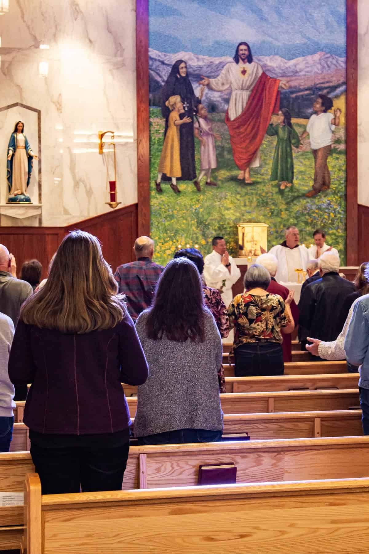 Nearly 100 faithful gathered in prayer and worship at the Shrine on Mother Cabrini's feast day.