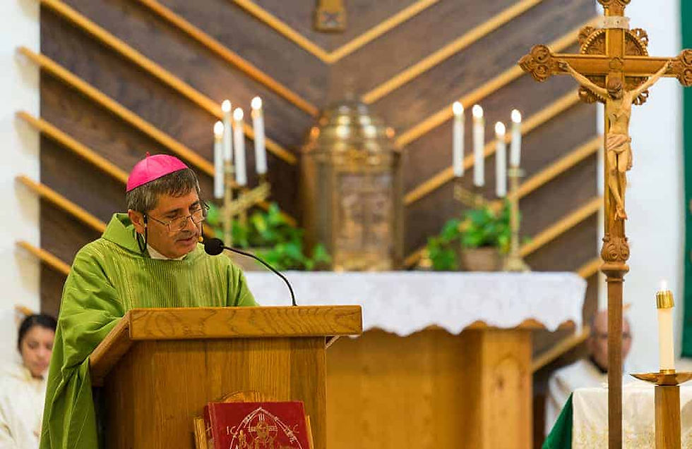 PLATTEVILLE, CO, Sept. 24, 2017: Bishop Jorge H. Rodriguez celebrates a special Mass for migrant farmers at St. Nicholas Parish in Platteville on Sept. 24, 2107. (Photo by Brandon Young/Denver Catholic)