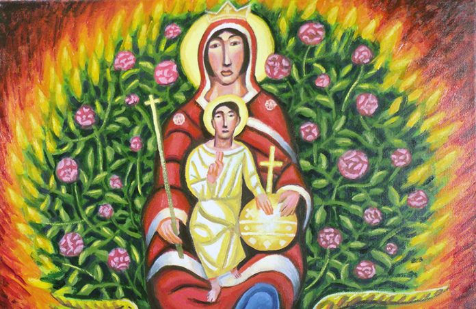 Mary holding Jesus Christ