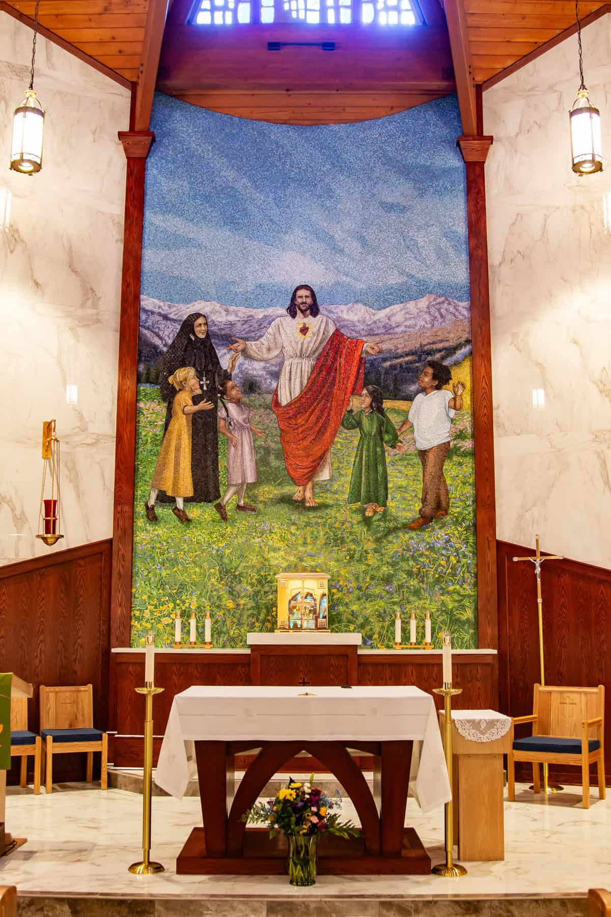 The Sacred Heart of Jesus is the focal point of the newly renovated Shrine chapel.