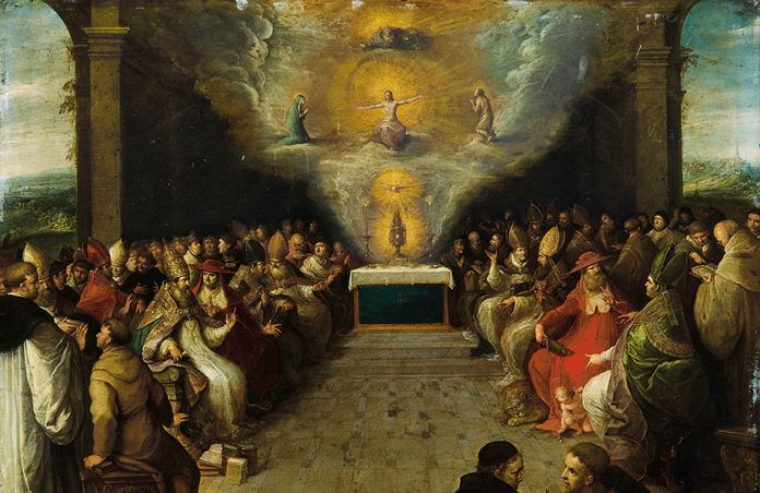 Painting of the Disputation of the Holy Sacrament
