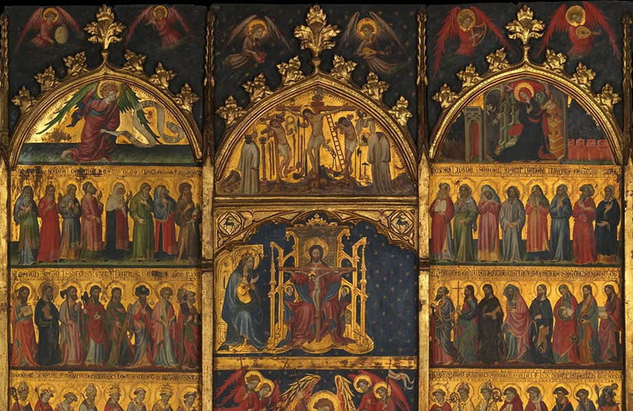 The Trinity Adored by All Saints, Spanish Painter, ca. 1400.