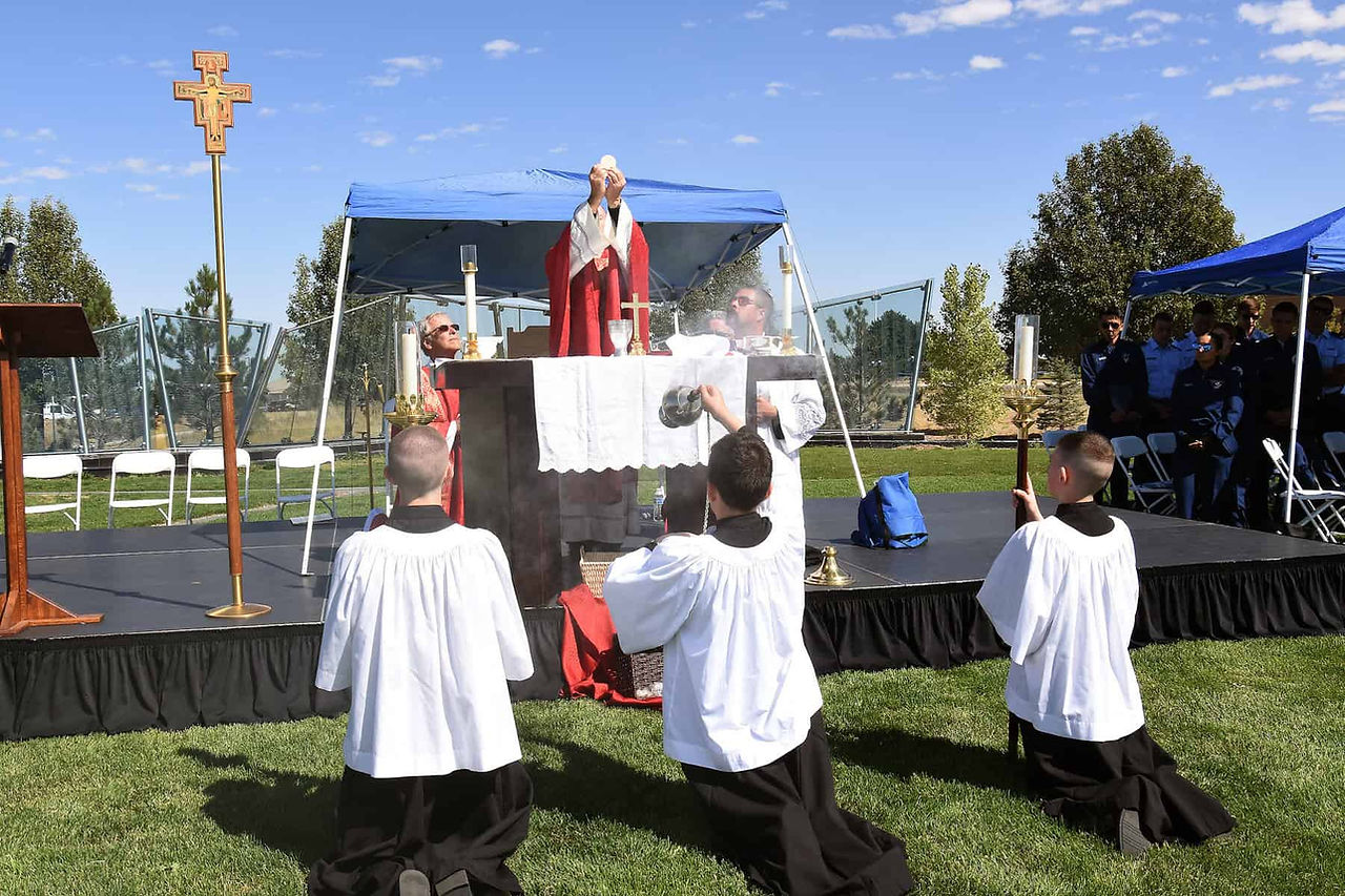 At the center of the day's events was Mass, celebrated by Father James Spahn. (Photo by James Baca)