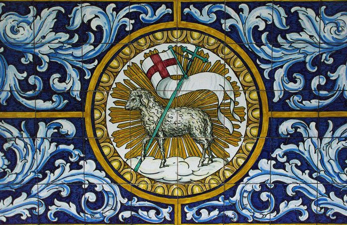 Lamb with a flag